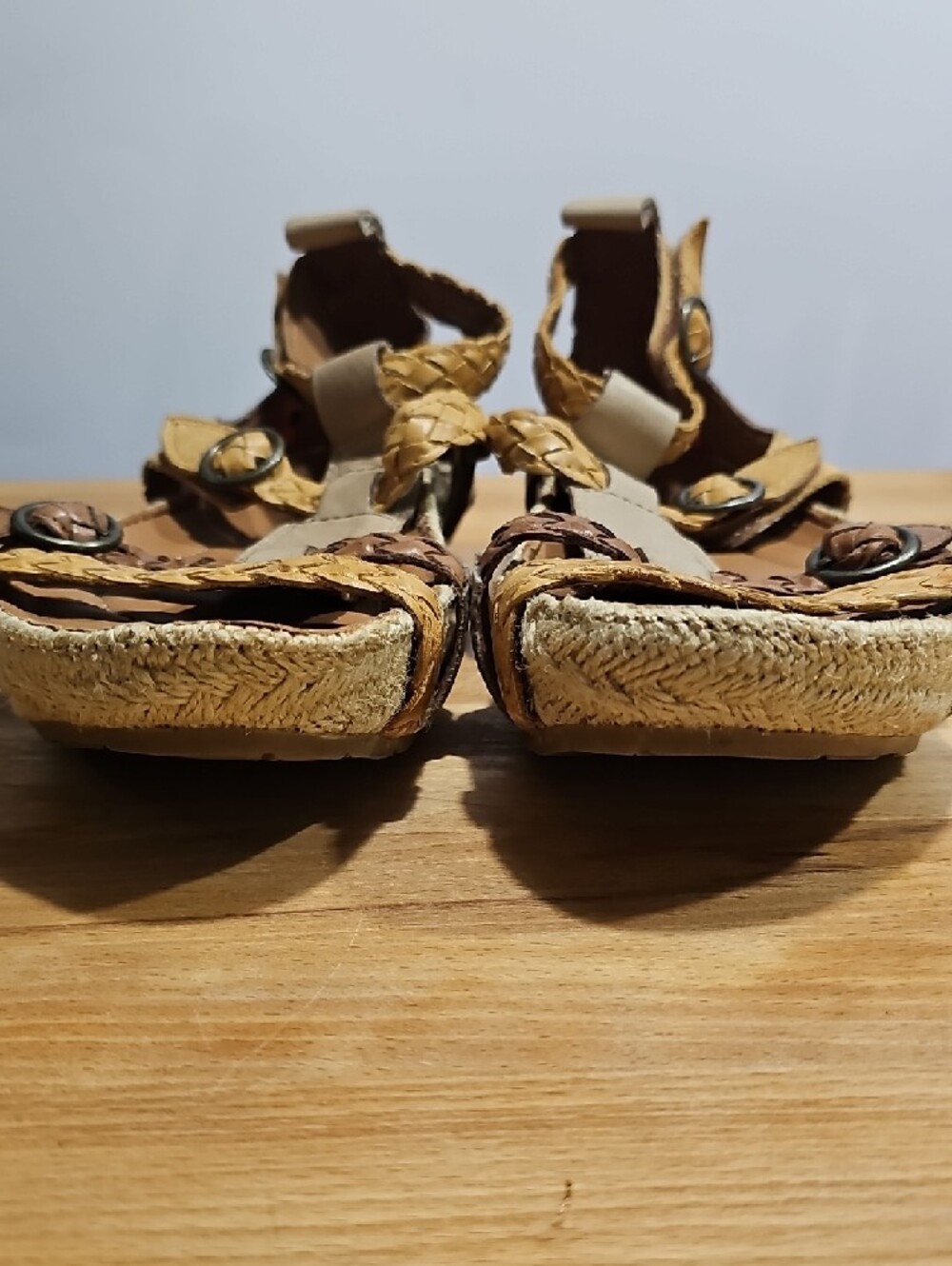 Women's Tan Braided Espadrille Sandals with Adjustable Buckle - Picture 5 of 7